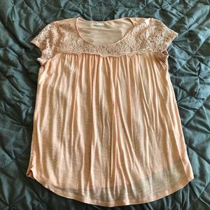 Peach Tee with Lace